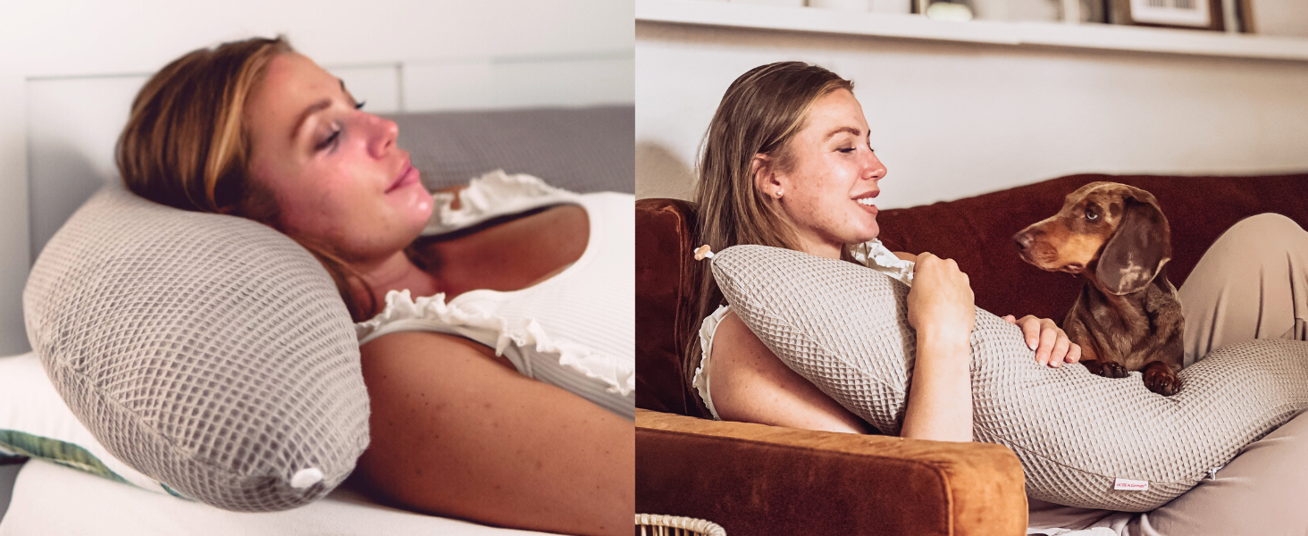 Подушка для годування HOBEA-Germany 190x76 см XXL, подушка для вагітних та сну на боці, з органічної бавовни (Колір: Ліс)