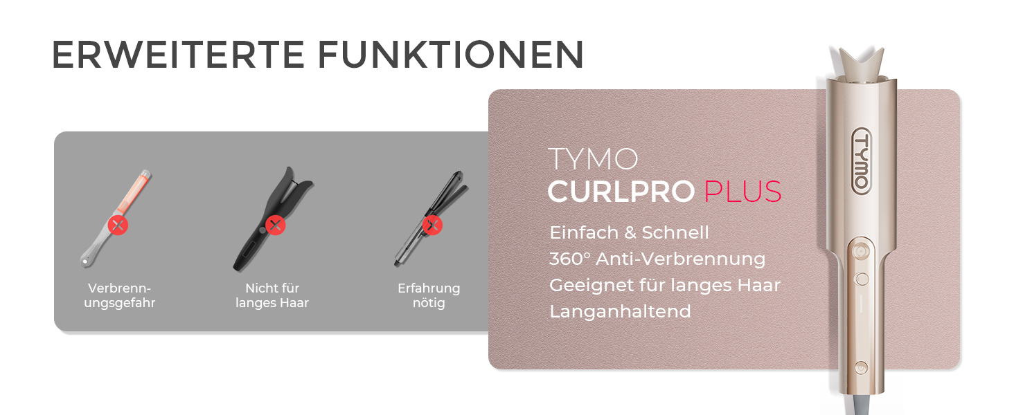 Автоматичний локшик TYMO Curlpro Plus 25mm: великі локони, захист від опіків, для довгих волосся