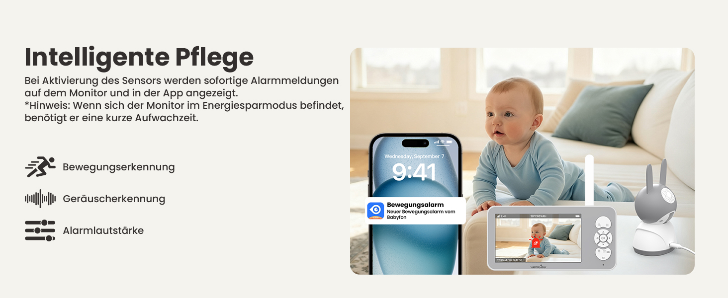 Відеоняня Wansview з камерою 1080P, Wi-Fi 2.4/5 GHz, нічна зйомка, датчик руху/звуку, двосторонній зв'язок, відстеження, контроль температури