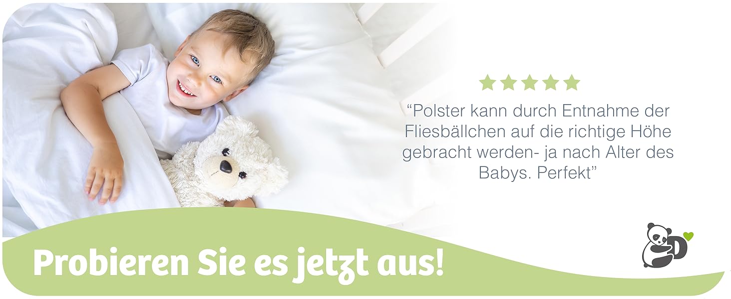 Дитяча подушка Dilamababy 40x60 см - ергономічна, з регульованою висотою, з волокнами, преміум-бавовна Percal, гіпоалергенна, антимікробова, для прання