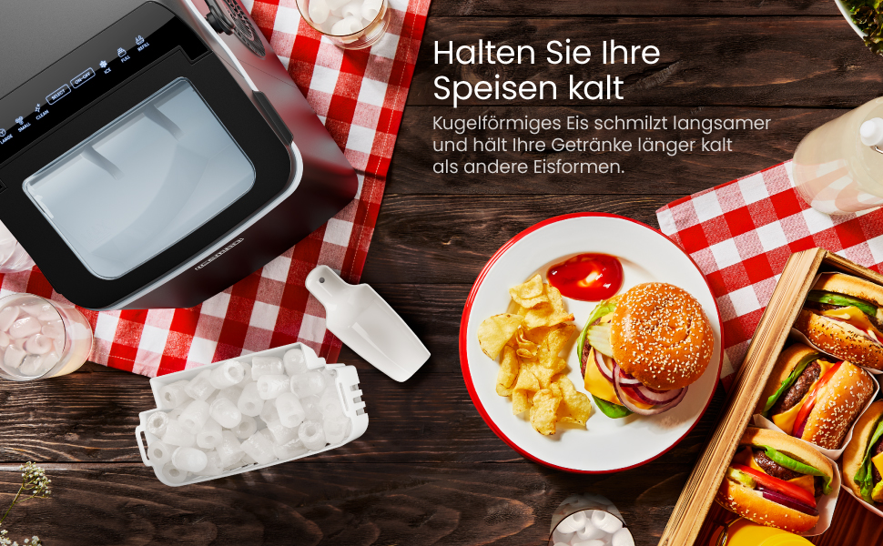 Chefman Iceman - портативна машина для приготування льоду, велика та мала, самоочищення, 9 кубиків за 7 хвилин, 10 кг/24 год, з лопаткою