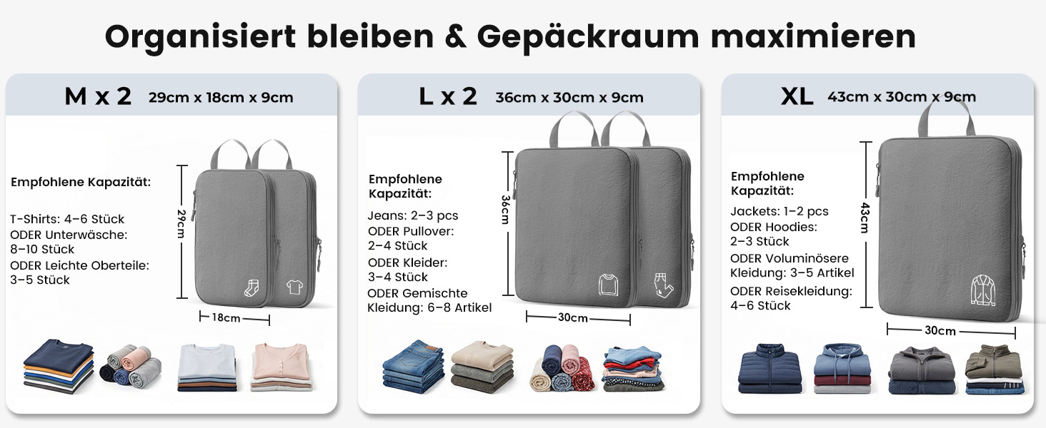 Набір компресійних органайзерів для валізи та рюкзака з нейлону, дорожні сумки-пакувальники для одягу, сірі, 5 предметів