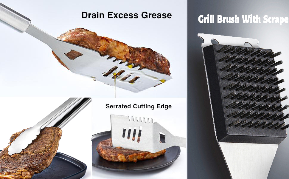 Набір гриль-посуду з нержавіючої сталі, 20 предметів. Ідеальний подарунок для чоловіків, для барбекю, пікніків та кемпінгу.