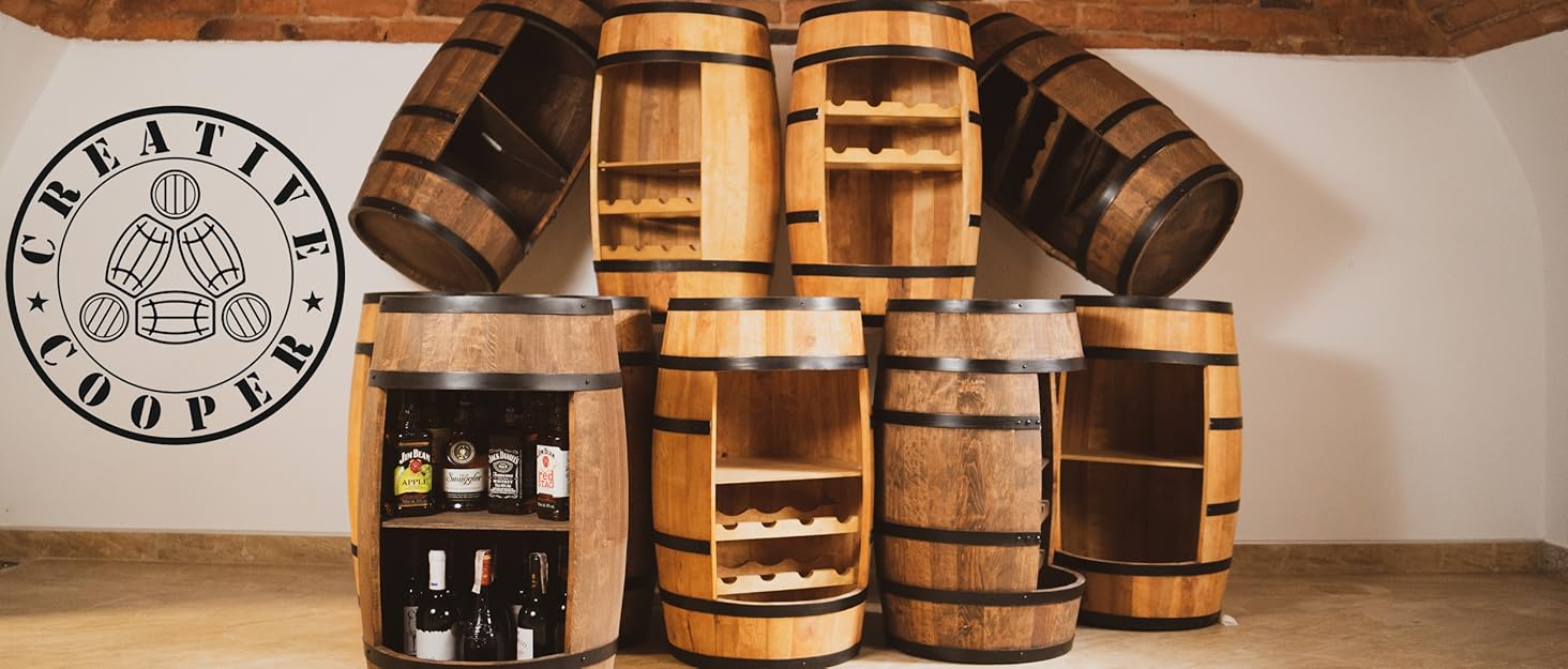 Дерев'яна винна шафа-бар Fass від Creative Cooper з LED підсвічуванням, 80x50 см - Рустичний декор для дому