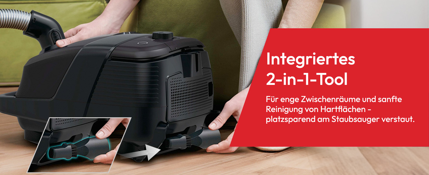 Пилсос Hoover HE2 Kompakter: для твердих поверхонь та килимів, мішок, фільтр EPA, 3.5л, аксесуари, 850W, 10м