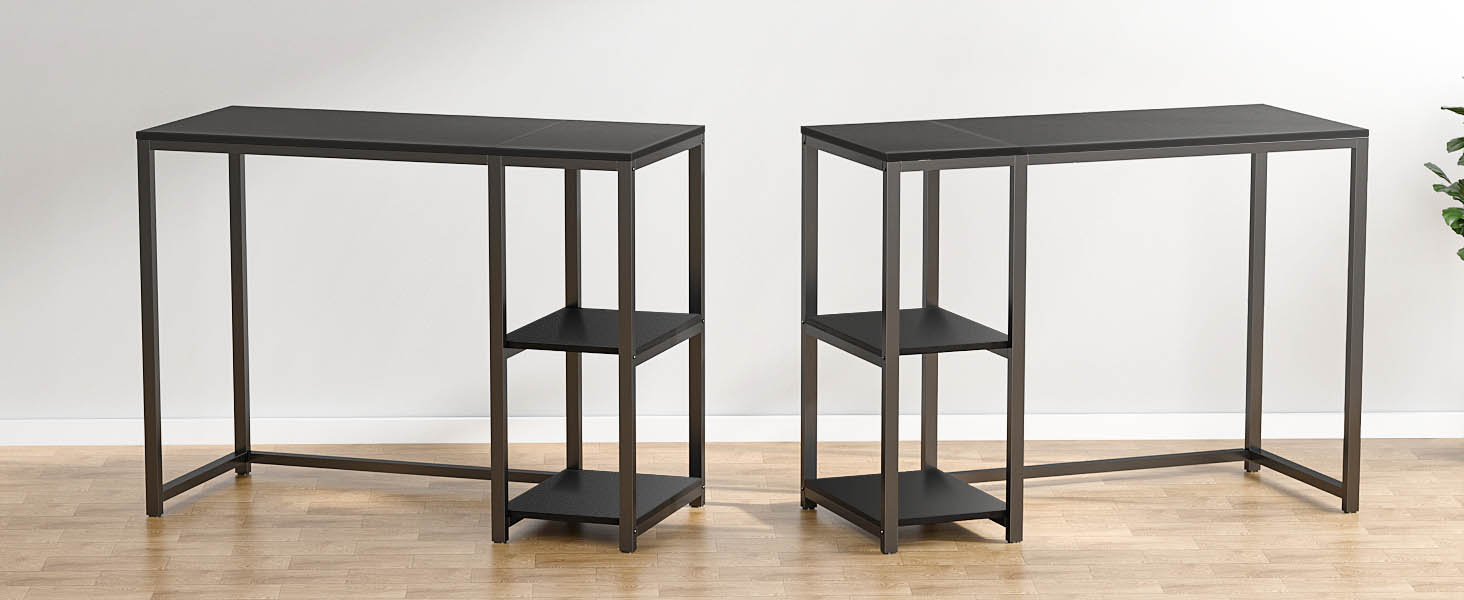 Комп'ютерний стіл WOHOMO білий 100см з місцем для зберігання, стіл для ПК в домашній офіс, білий (60 x 120 см, чорний)