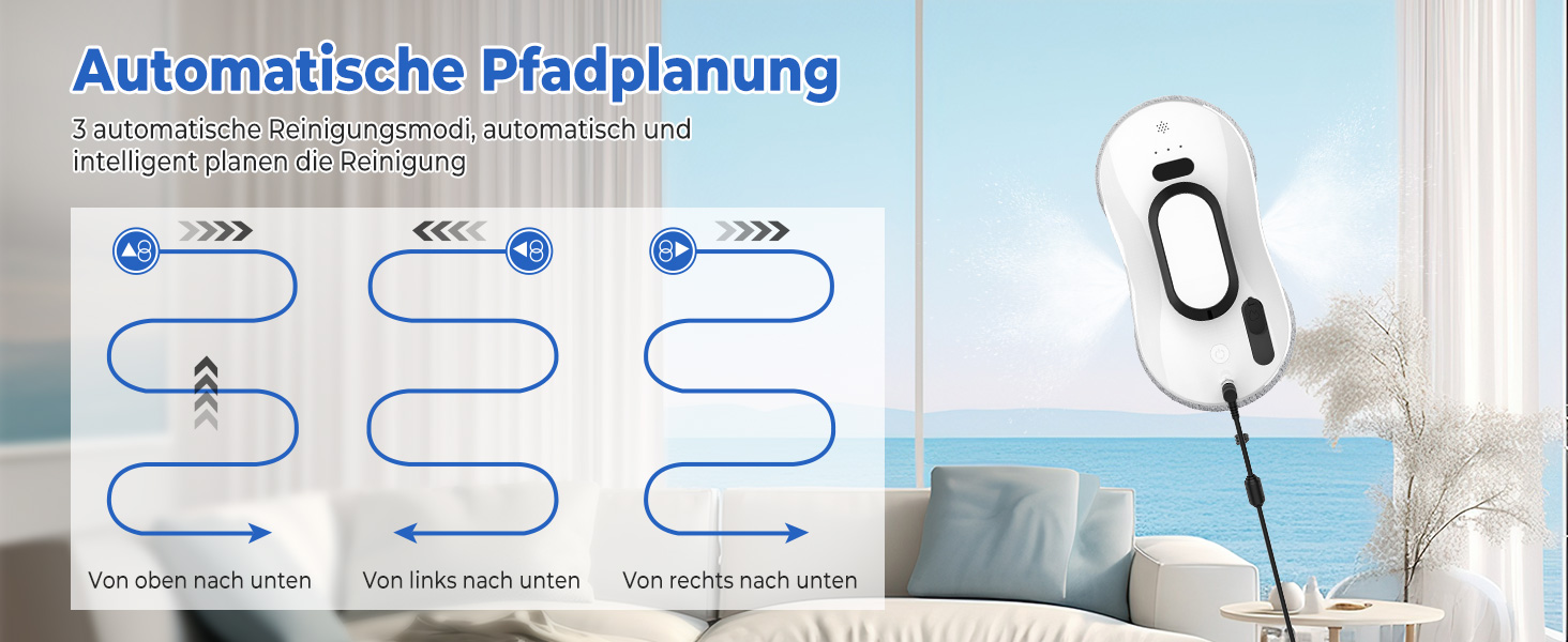 Робот для миття вікон 5600P з автоматичним розпиленням, 3 режими, інтелектуальна навігація, розпізнавання країв, пульт ДУ, система безпеки та 10 ганчірок для миття