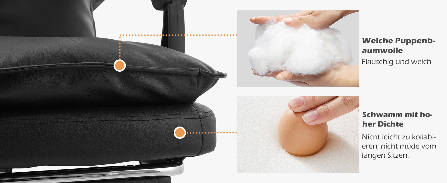 Офісний крісло TUKAILAI: ергономічне, з регулюванням висоти, підлокітники, підставка для ніг, чорне