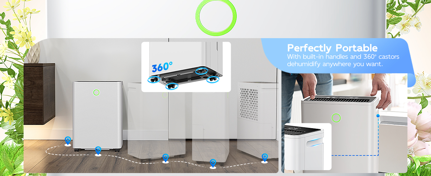 Електричний осушувач повітря 12л/24г з автоматичним та безперервним зливом (шланг у комплекті), для спалень та підвалів, LED-дисплей, тихий, з таймером