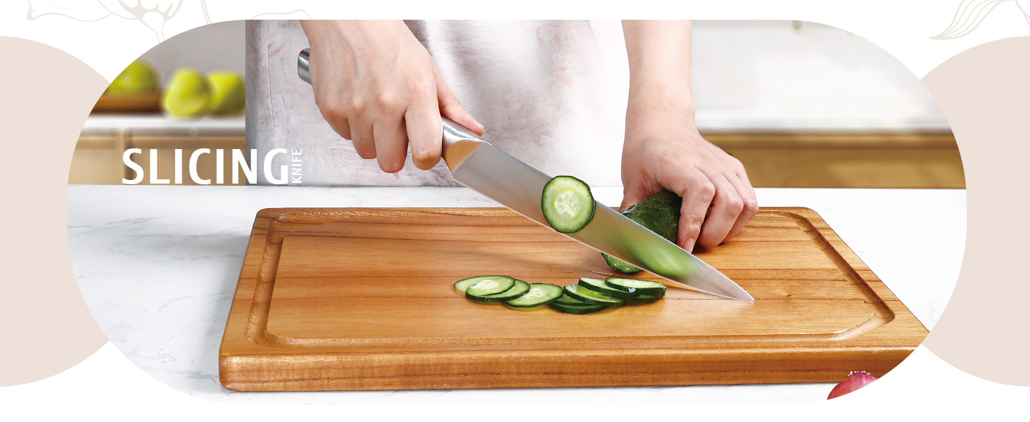 Набір ножів Hecef 6 предметів з підставкою, нержавіюча сталь, кухонні ножі, ергономічні ручки, подарункова коробка