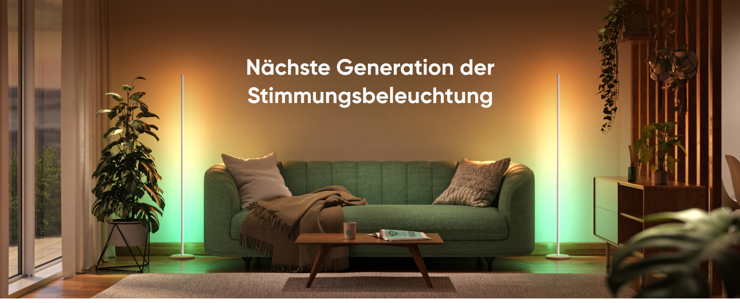 Наноліф Matter Розумна Підлогова Лампа Біла, RGB IC LED, Диммер, Музичний Синхронізація, 1700lm, Управління через Додаток та Голос (Alexa, Apple HomeKit), Декоративне Освітлення для Спальні та Геймінгу