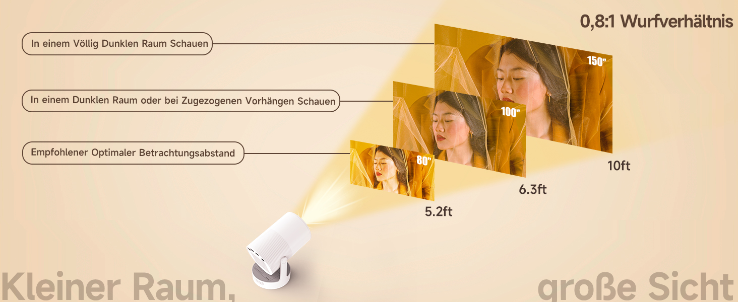 Міні проєктор Beamer 4K Android 11 Smart з автофокусом, WiFi 6, BT 5.0, Full HD 1080P, 260 ANSI, корекція трапецеїдальних спотворень, 5W динамік