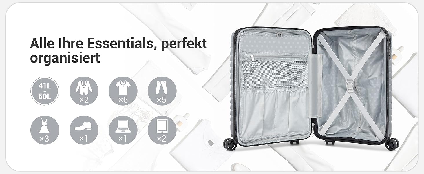 Чемодан KONO середнього розміру з жорстким корпусом, PP, з 4 колесами, розширюваний, легкий, з тримачем для напоїв та TSA замком (зелений, L)