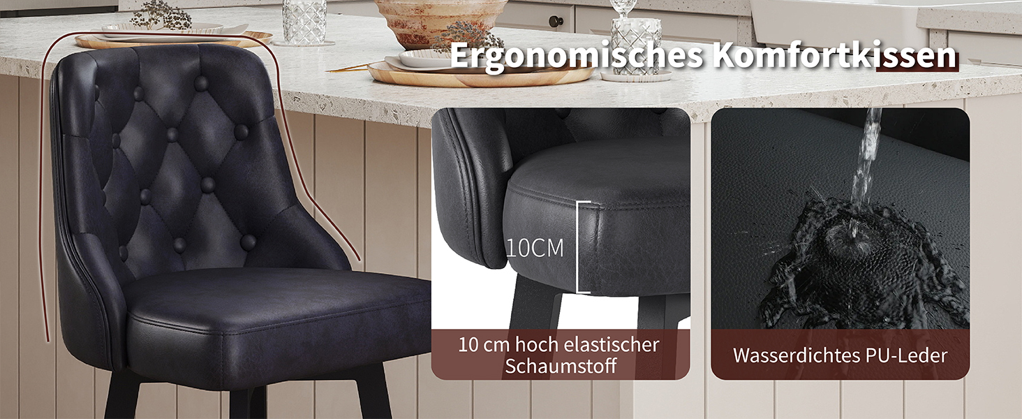 Барні стільці Youhauchair 2 шт., Чорні, регульовані, з підніжкою, 66.5 см, 150 кг