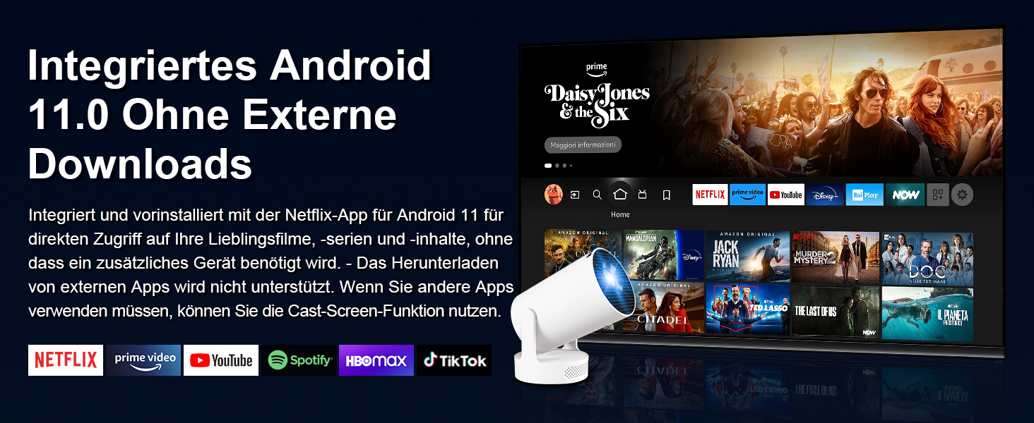 Портативний міні проєктор 4K HY300ultra з Wi-Fi 6, Android 11 та підтримкою HDMI для телефону/ПК/ноутбука/Stick. Full HD 1080P, вбудований динамік