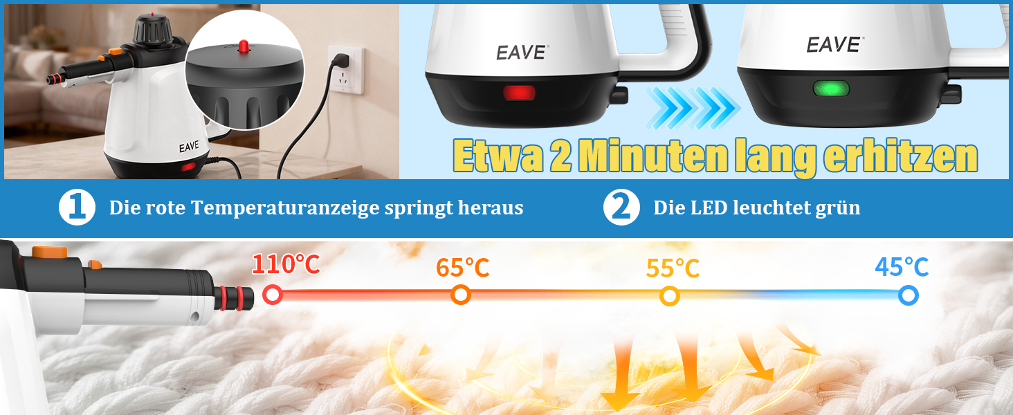 Портативний пароочисник 110°C: ефективне очищення, універсальний пристрій з 10 насадками та 5м кабелем. Ідеально для диванів, килимів, швів та видалення жиру. Колір: білий