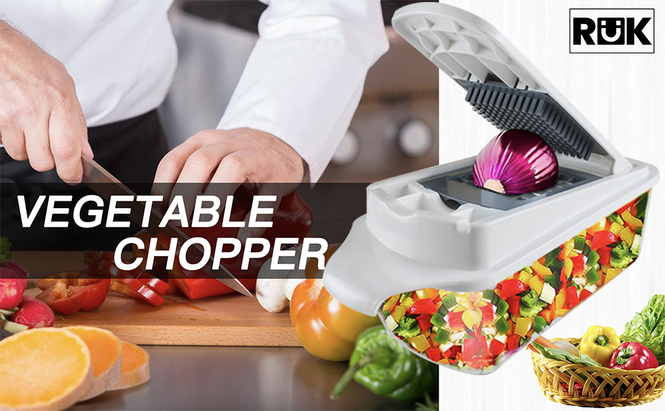 Набір для нарізання овочів RüK 22-в-1: слайсер, нарізувач, тертка, нарізувач цибулі - білий