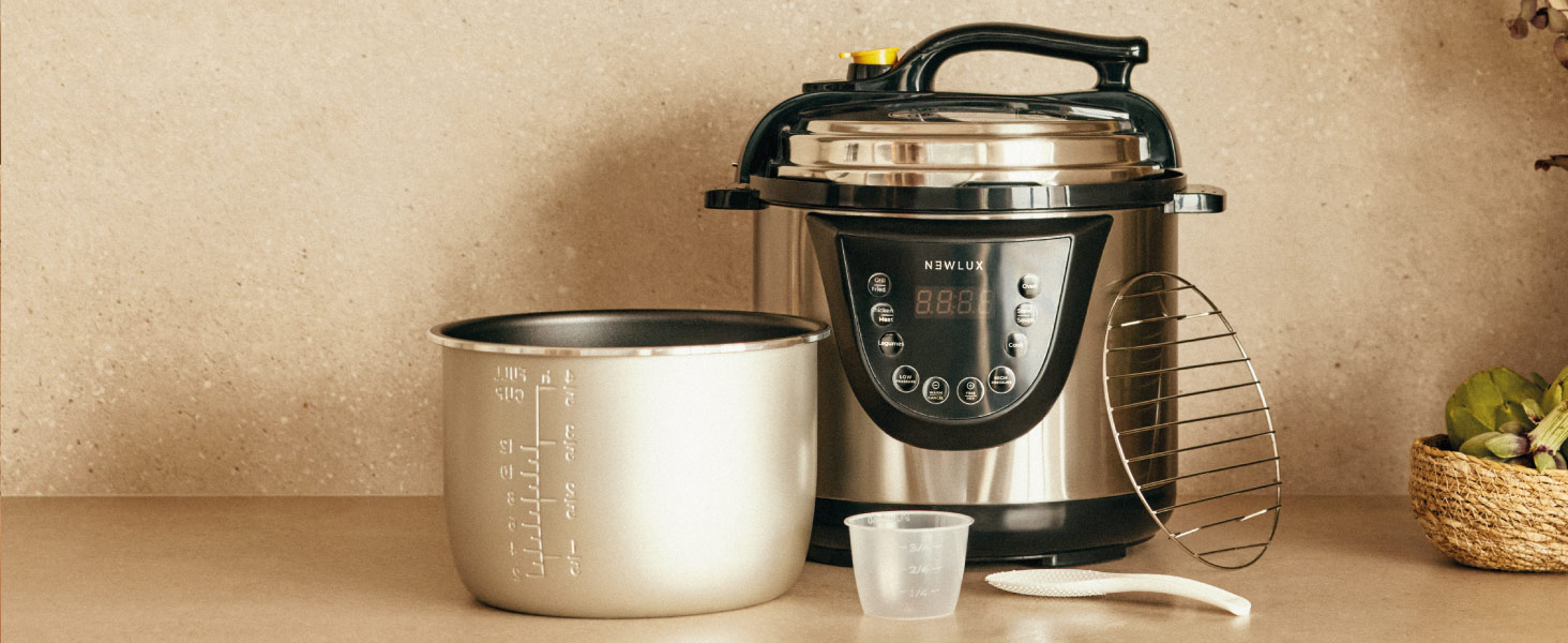 Електричний сковорода-каструля NEWLUX Chef Pot V110, 6L, 10 програм, 1000W, таймер 24год, 2 режими тиску