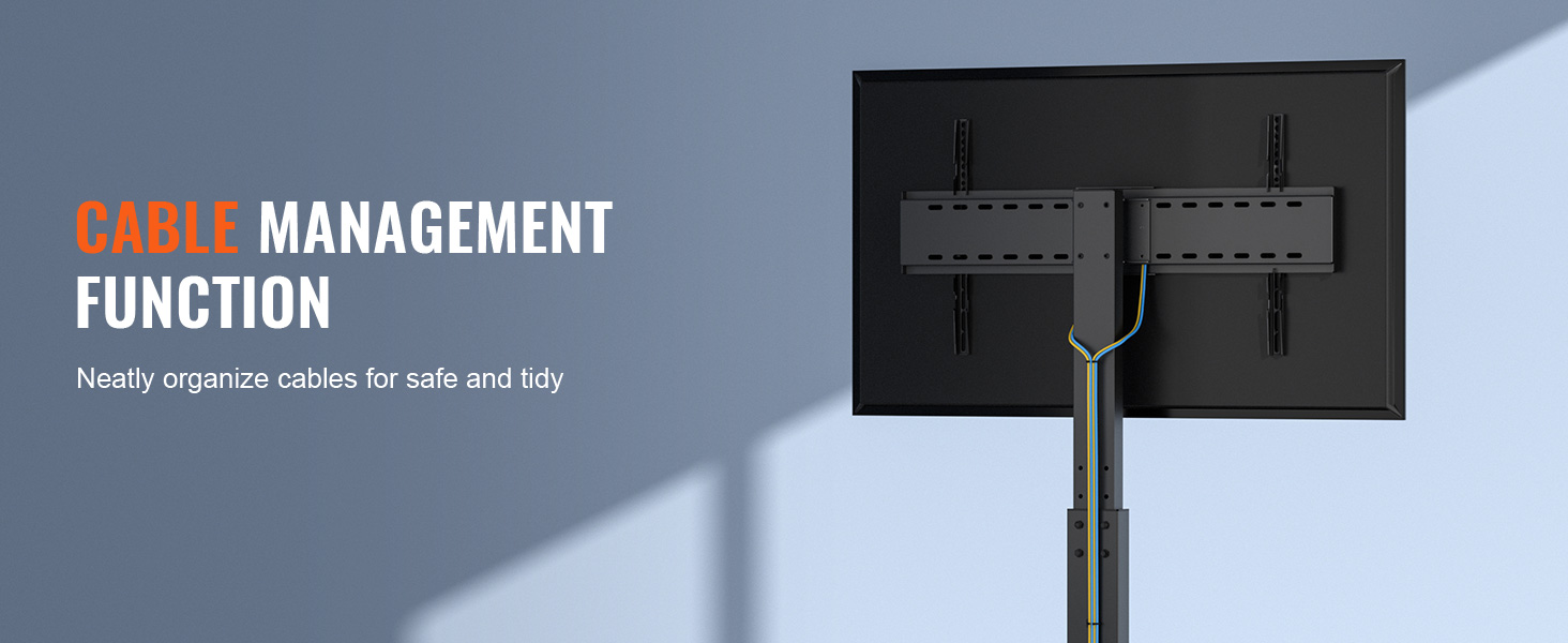 Стійка для телевізора VEVOR поворотна підлогова 32-85 дюймів, регульована по висоті, з міцною скляною основою, чорна