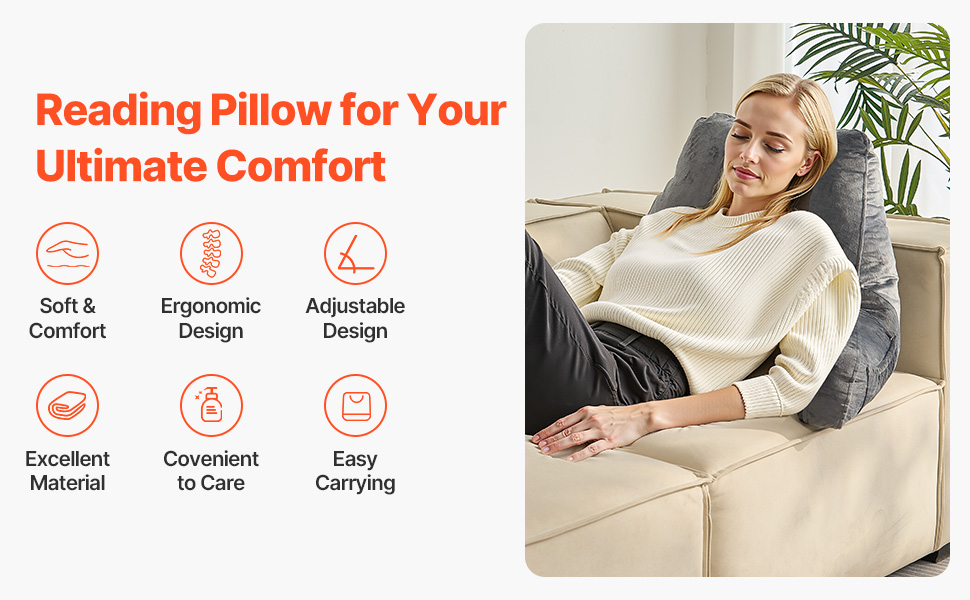 Крісло-мішок VEVOR з memory foam, з кишенями та чохлом з велюру, сіре - для читання, перегляду телевізора та ігор