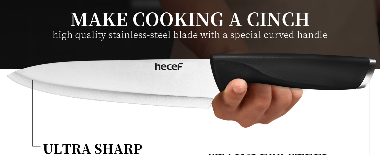 Набір кухонних ножів 7 предметів з бруском, нержавіюча сталь, кухонні ножі з кухонними ножицями, чорний, для професійних кухарів та поціновувачів