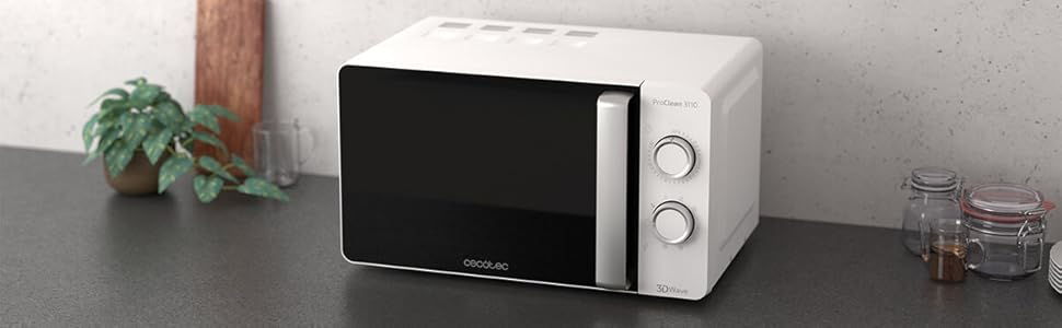 Мікрохвильова піч ProClean 3010, 20 літрів, покриття Ready2Clean, 700 Вт, 6 функцій, таймер 30 хв, режим розморожування, білий колір (20L, гриль, Proclean)