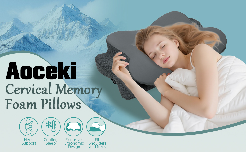 Ортопедична подушка з піни Memory Foam для сну на боці, підтримка шиї, Queen Size (40x60x12 см), темно-сіра. Зменшує біль у шиї та плечах