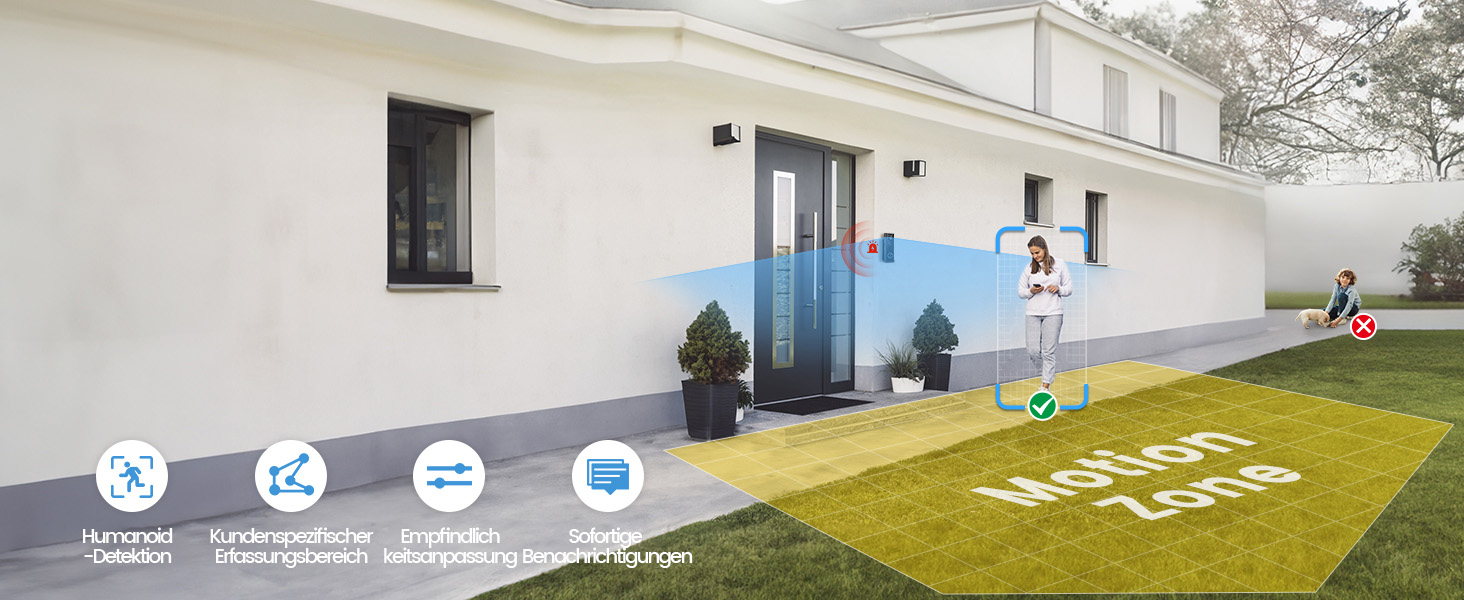 Відеодзвінок XTU з Wi-Fi, камера 4MP HD, бездротовий, з гонгом, PIR-датчик, нічне бачення, 2-сторонній аудіо, сумісний з Alexa, чорний