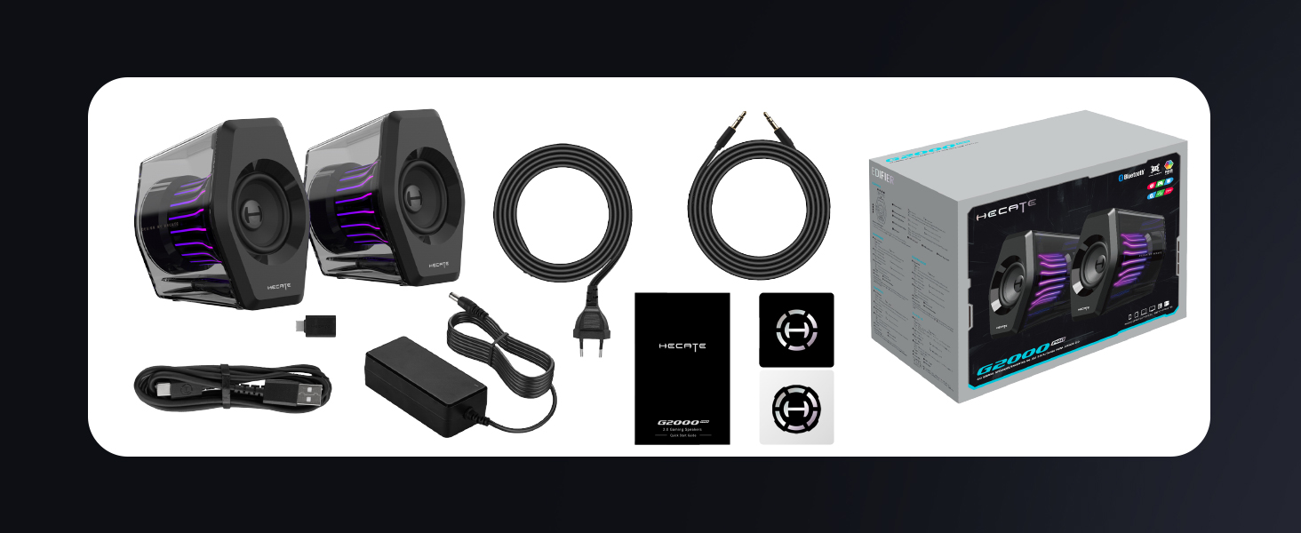 Edifier G2000 Pro - Bluetooth колонки для комп'ютера з 7.1 об'ємним звуком, RGB підсвічуванням, USB та Aux входами (білі)