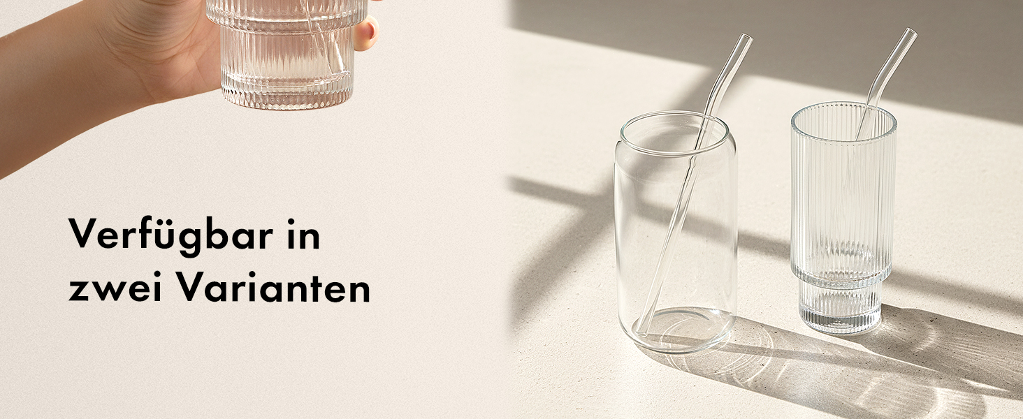 Набір склянок для коктейлів 4 шт. 300 мл рифлені - Gin, Longdrink, Matcha - склянки з трубочками