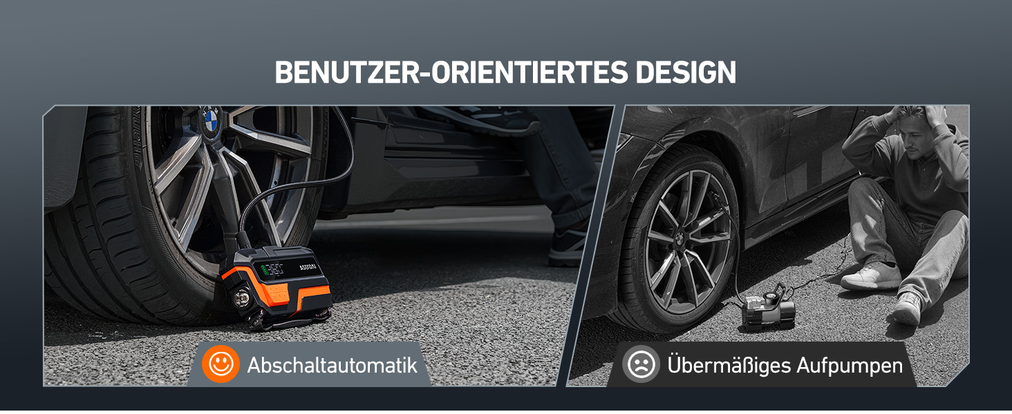 AstroAI MF16 Powerbank для запуску авто з компресором 150 PSI, 6000A, для 12V авто, мотоциклів, SUV, з LED-дисплеєм, помаранчевий