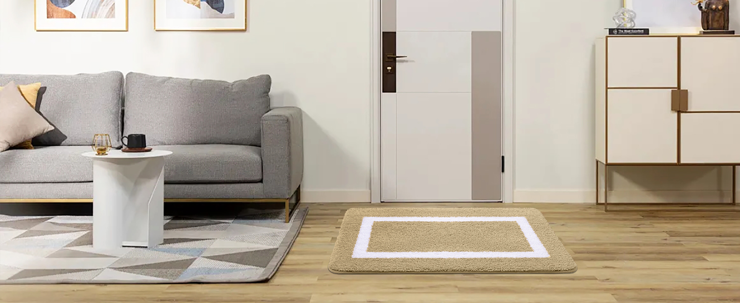 Набір килимків для ванної кімнати Homaxy: антиковзаючі, м'які, з мікрофібри, пухнасті. 2 шт. (40x60 см + 50x76 см), бежевий колір