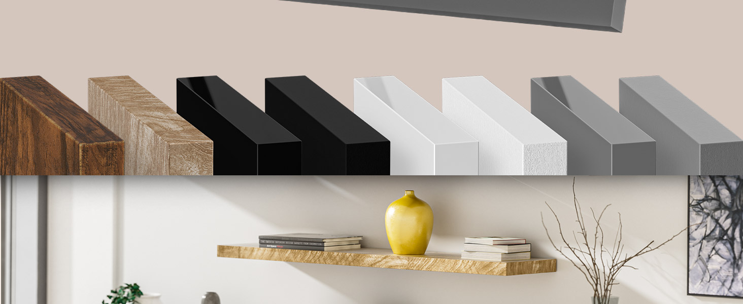 Настінна полиця Casaria Holz Schwarz 15 кг - для кухні, вітальні, коридору. Плаваюча полиця-книжкова шафа, матова