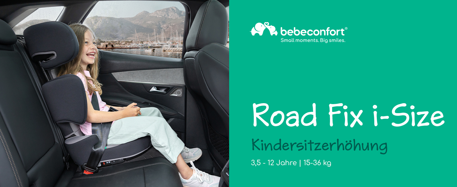 Бустер-бустер Bebeconfort Road Fix i-Size, дитяче крісло ISOFIX, дитяче крісло i-Size, від 3,5 років до 12 років, 15-36 кг, 100-150 см, чорний туман i-Size Чорний туман