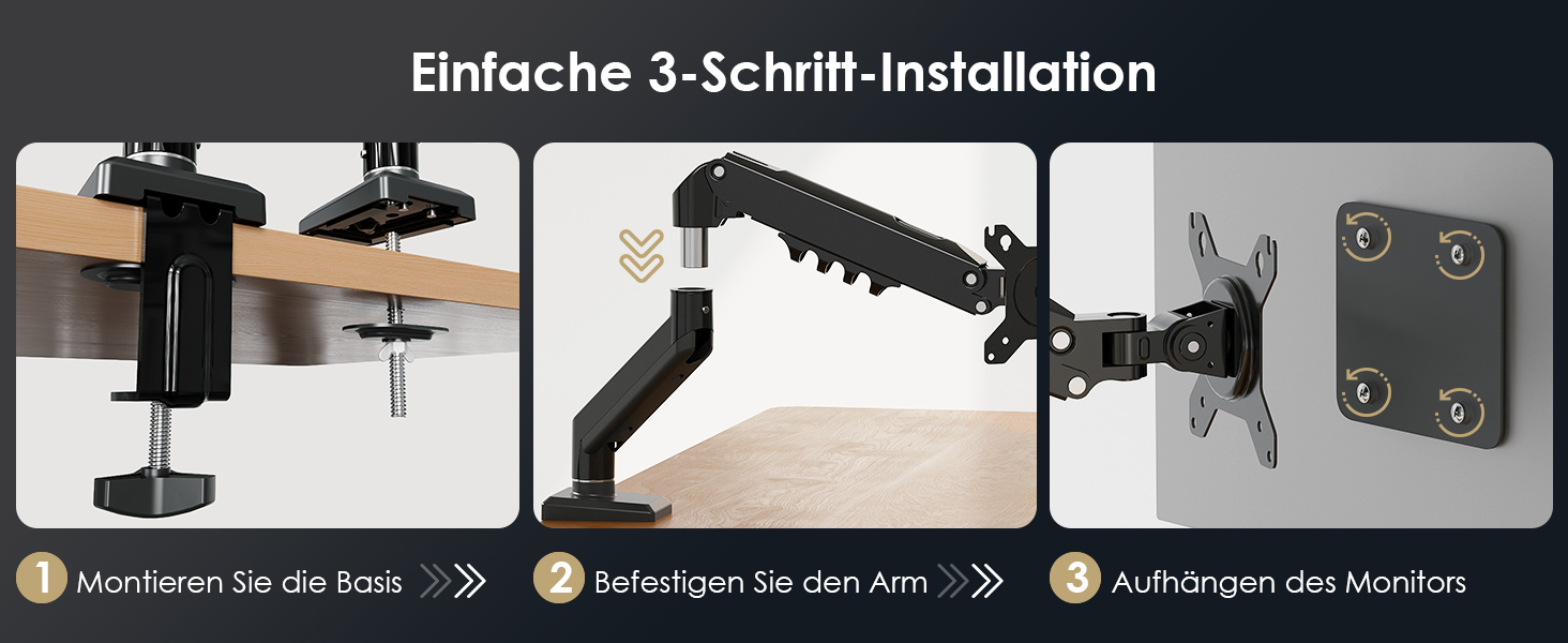 Кріплення для монітора OffiGo: підходить для моніторів 15-32 дюймів, вантажопідйомність до 9 кг, VESA 75/100 мм, чорний