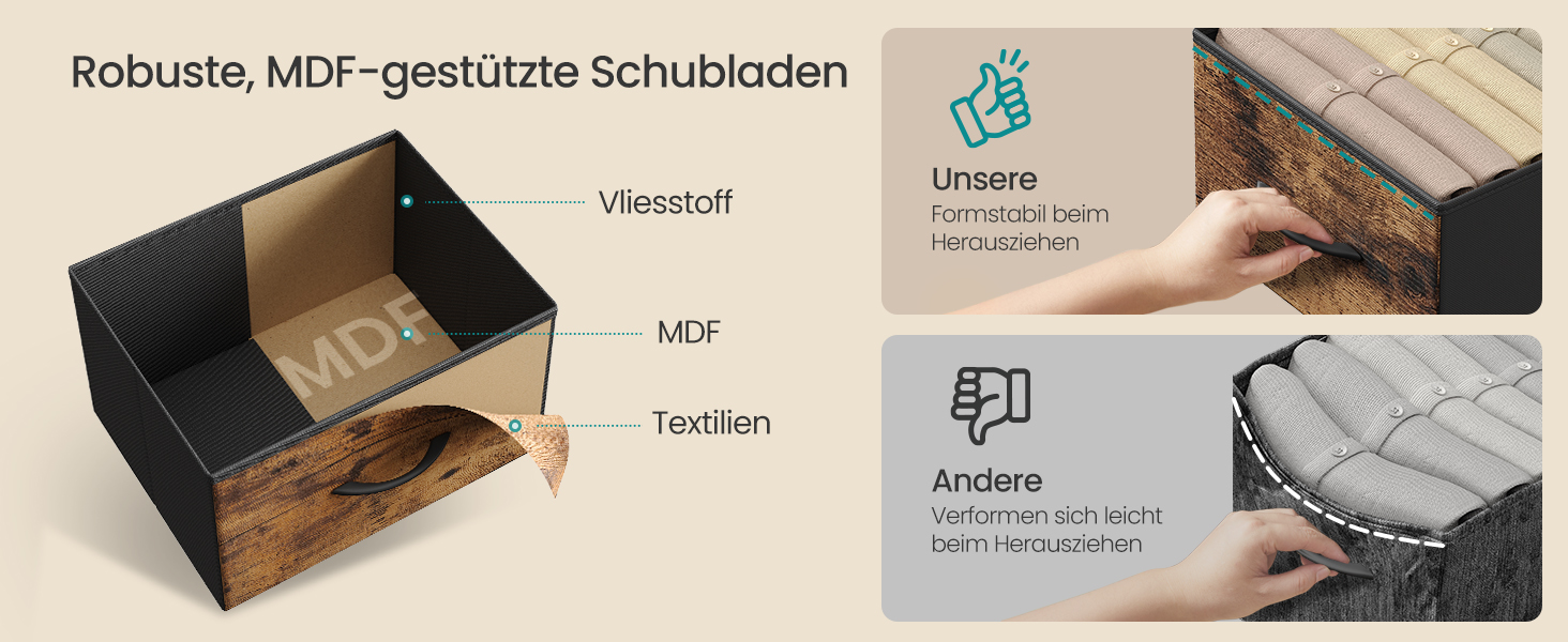 SONGMICS BELLAH: Комод, шафа, LED-підсвічування, тумба з зарядкою, індустріальний стиль, вінтажний коричневий + чорний, 7 ящиків, LGS723KD01