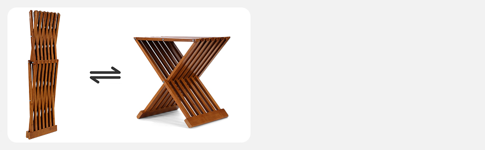 Складаний табурет для сауни та душу WILLOWYBE – водовідштовхувальна бамбукова лавка, багатоцільовий стілець для ванної кімнати та парильні (Темно-коричневий)