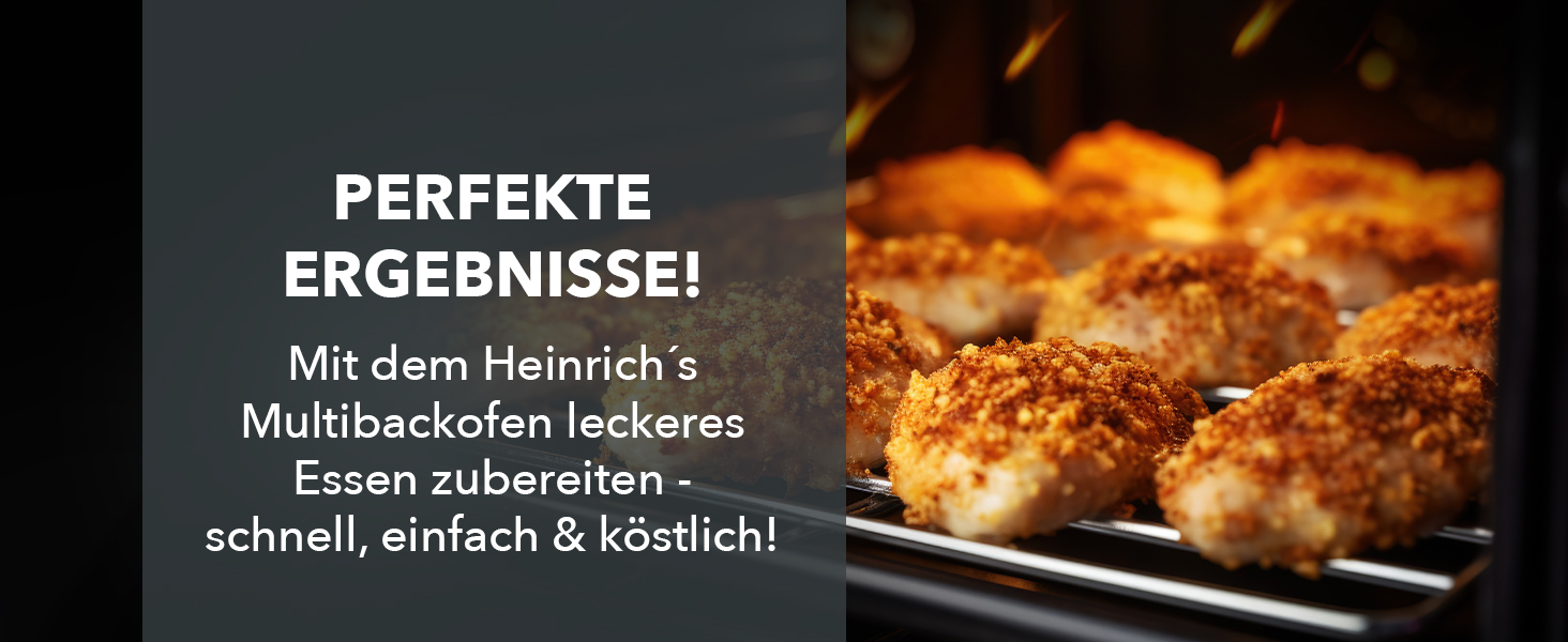 Багатофункціональна міні-піч Heinrich's з об'ємом 48л, конвекція, таймер 8год, підсвітка, 100-230°C, сенсорне керування, з аксесуарами, чорна, 2000W