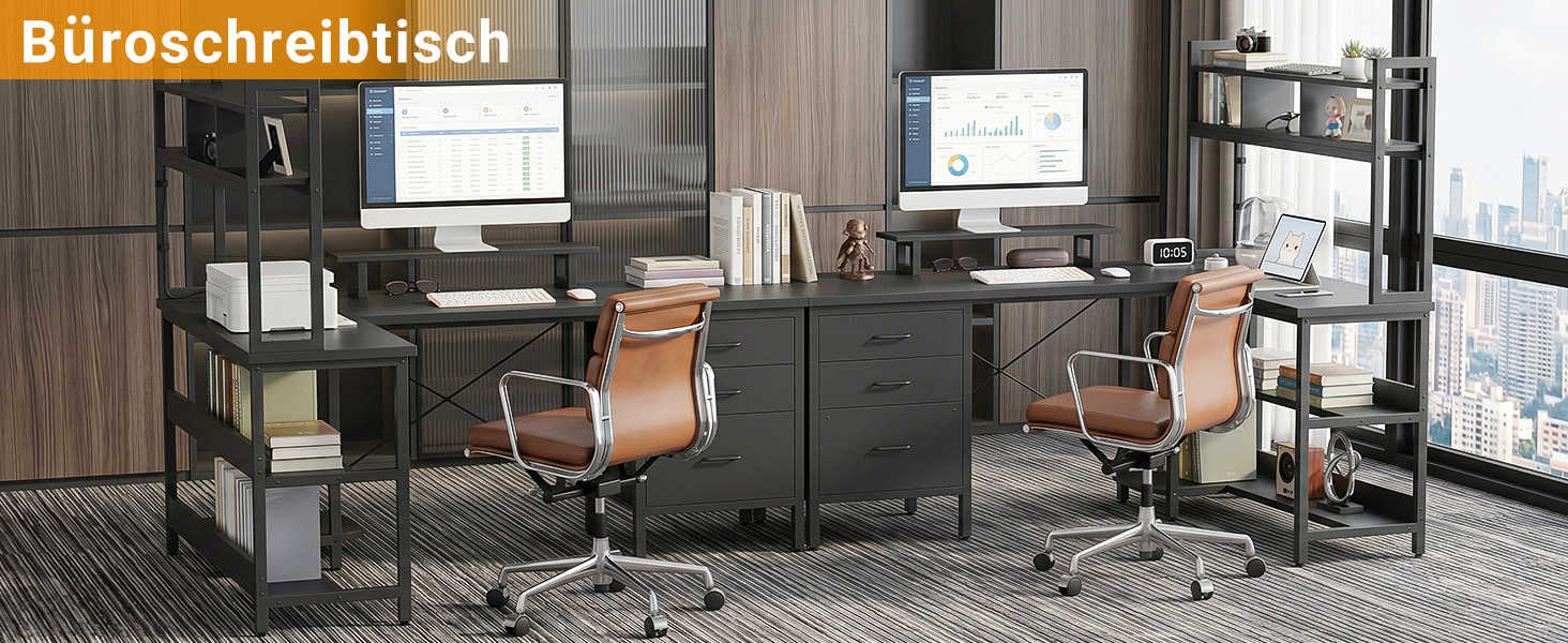 Кутовий L-подібний письмовий стіл Homieasy 150 см з LED-підсвіткою, шухлядою, USB та Type-C розетками, підставкою для монітора та полицею А4, чорний, МДФ