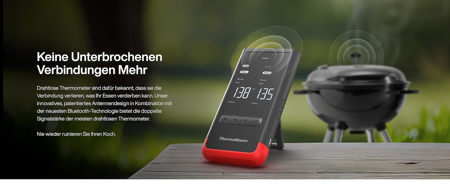 ThermoMaven P2 Розумний термометр для м'яса бездротовий – Bluetooth 5.3, 2 зонди, 6 сенсорів, Wi-Fi моніторинг, IPX8 водонепроникність, для гриля, духовки, кухні, фритюрниці