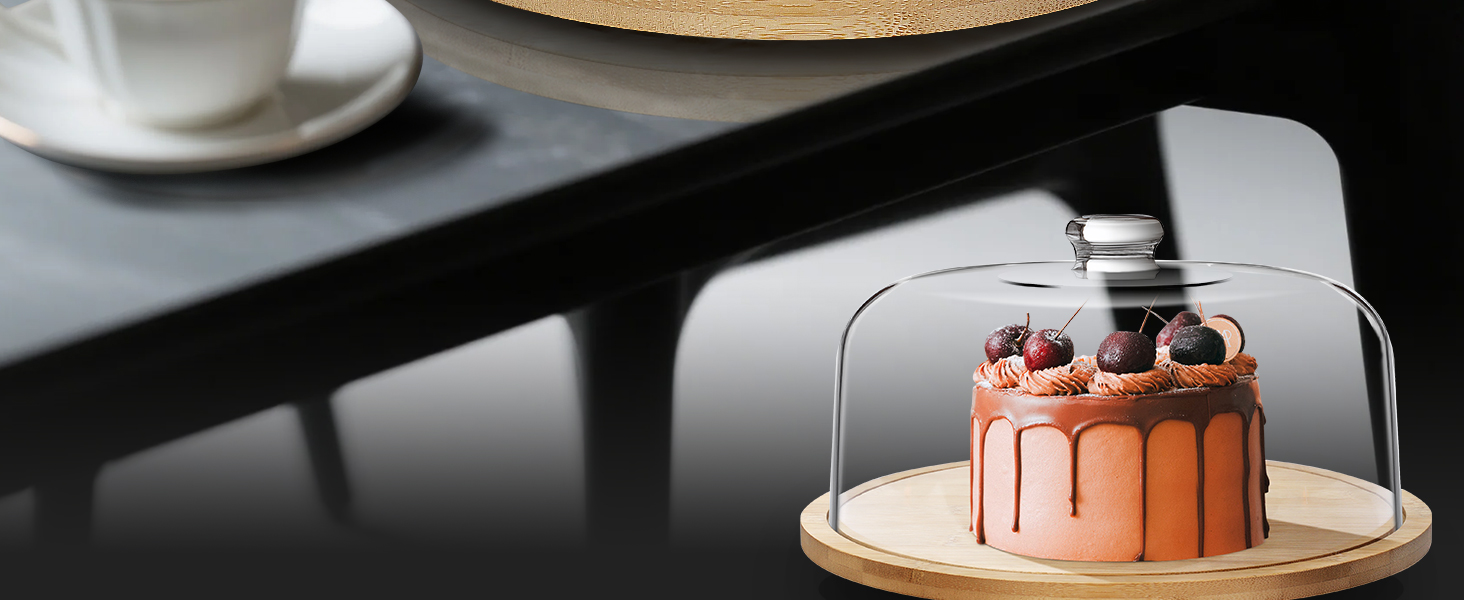 Дерев'яний підставка для тортів з кришкою, обертова тарілка для випічки, декор для тортів | Eukue