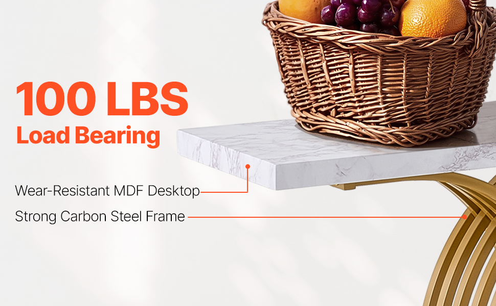 Вхідний консольний столик VEVOR 100 см - вузький, міцний, з металевим каркасом. Ідеально для передпокою, вітальні, спальні. Витримує до 49,9 кг.