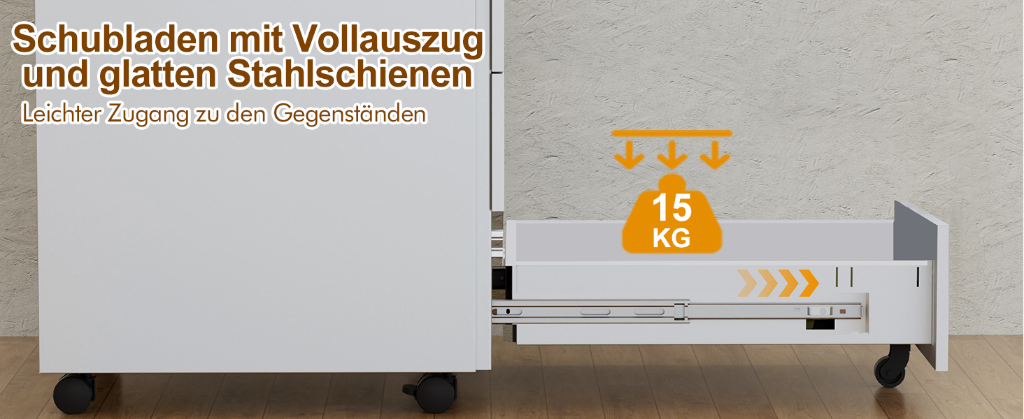 Роликовий контейнер HOMSTEEL з замком, 4 ключі, 4 висувні ящики, металевий шафка, збірно-розбірний, для офісу та дому, білий