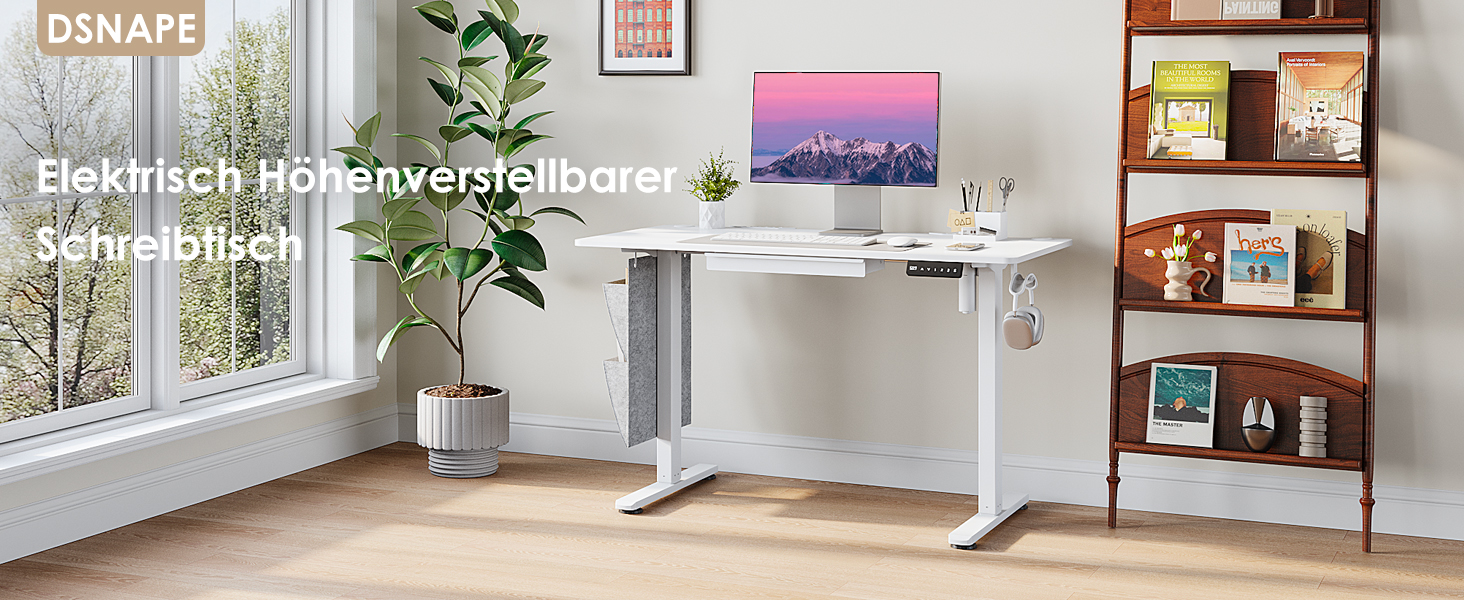 Електричний регульований стіл висотою 120x60 см з пам'яттю, з шухлядами для дому/офісу/навчання (білий)