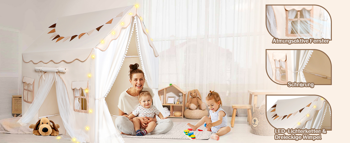 Дитяче намет-ігровий будиночок з 2 входами, з підсвіткою та підстилкою, для дітей від 3 років