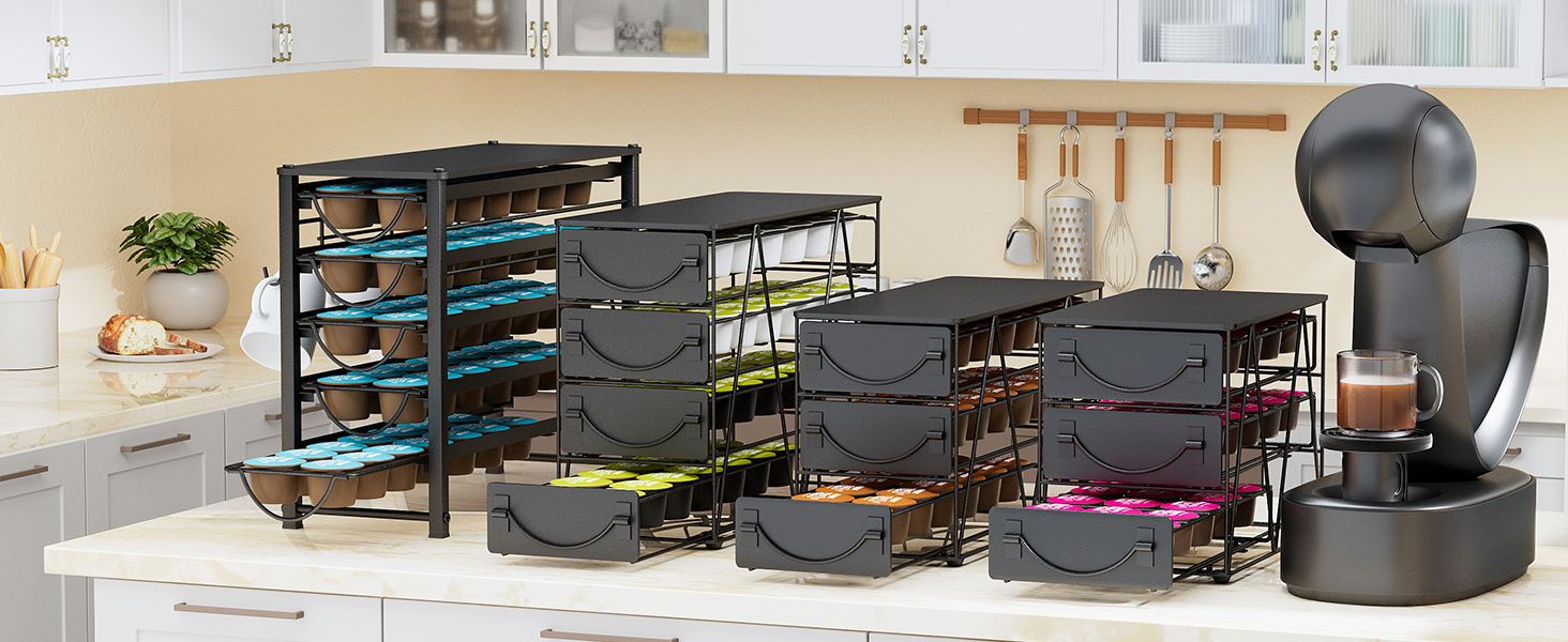 Тримач для капсул кави Dolce Gusto, органайзер для 70 капсул, 5-ярусний металевий ящик з тихими направляючими та антиковзними ніжками