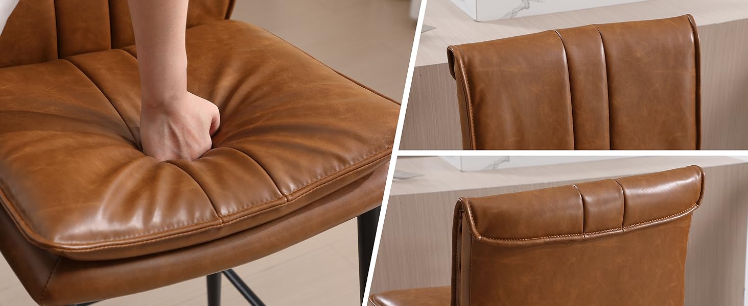 Набір з 2 барних стільців Chairus з PU шкірою, без підлокітників, для кухні, барної стійки, вітальні (зелений, коричневий)