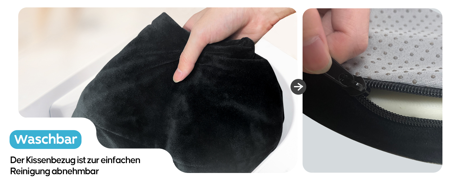 Ергономічна подушка для сидіння Benazcap у формі пончика з ефектом пам'яті (Memory Foam) для офісу, авто та дому, чорна