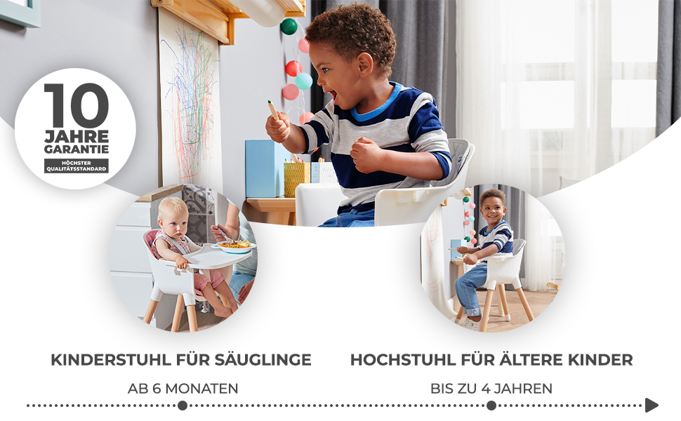 Дитячий стільчик Kinderkraft Sienna 2 в 1 сірого кольору, від 6 місяців до 4 років