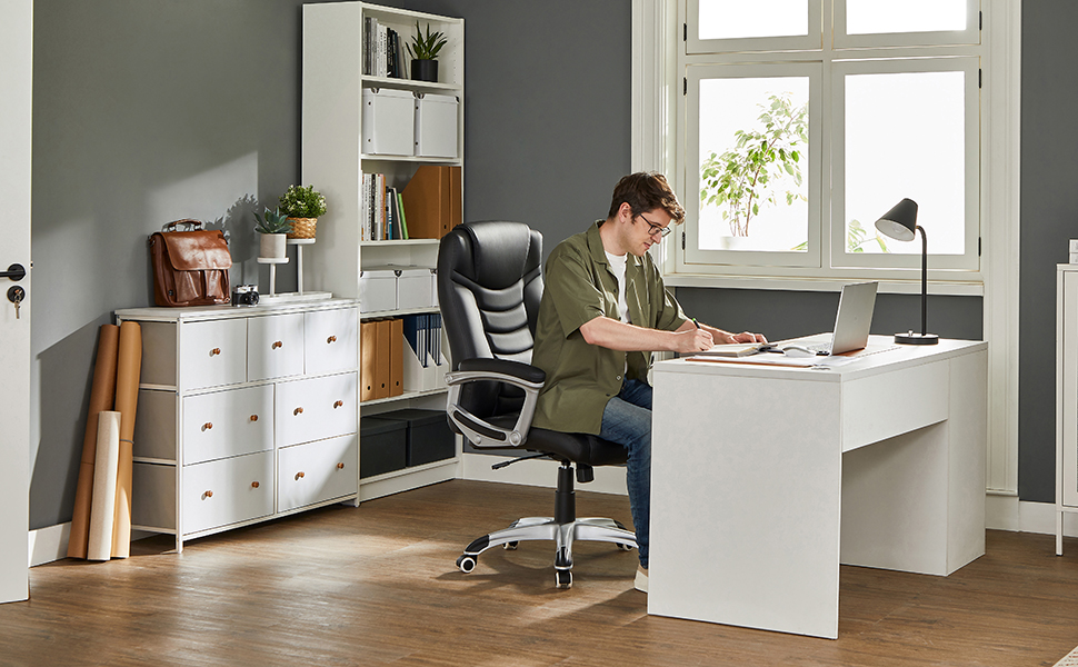 Крісло офісне SONGMICS регульоване по висоті, чорне, OBG21B, 52x53x122 см